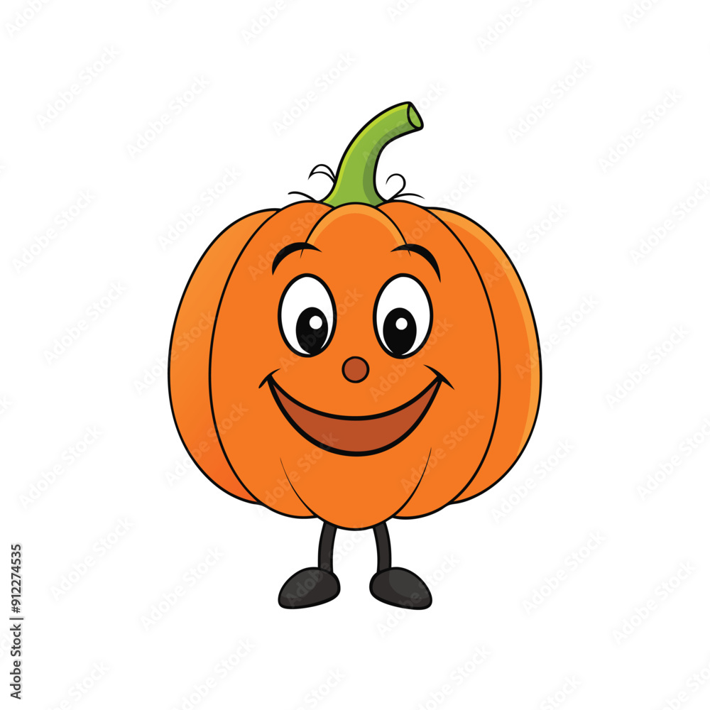 Obraz premium funny smiling pumpkin carton character, strock vector illustration, 