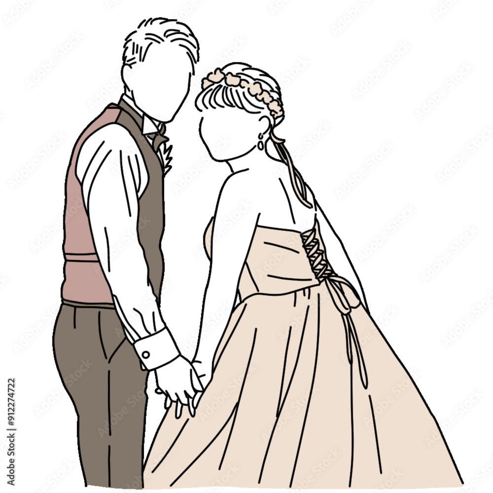 【手書きイラスト】結婚式 結婚 ドレス タキシード カップル 【手書きイラスト】結婚式 結婚 ドレス タキシード カップル