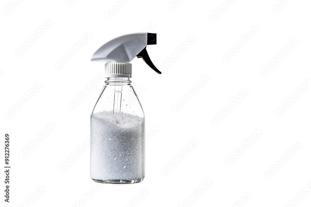 A White Plastic Spray Bottle Filled With a White Substance, Ready to Spritz on a White or Clear Surface PNG Transparent Background. A White Plastic Spray Bottle Filled With a White Substance, Ready to Spritz on a White or Clear Surface PNG Transparent Background.