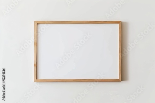 A Simple Wooden Frame on a White Wall photo