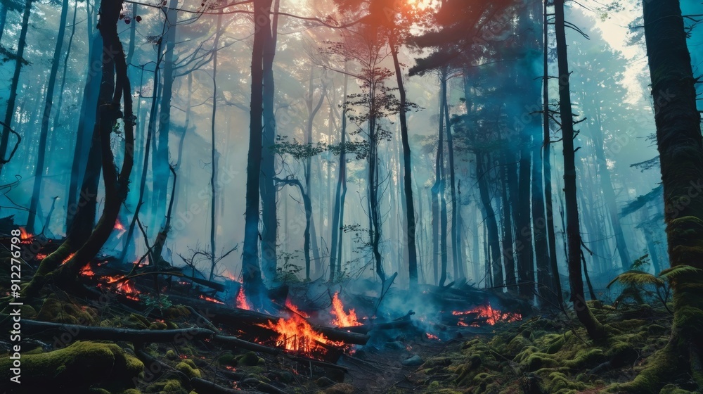 Fototapeta premium Forest Engulfed by Fire