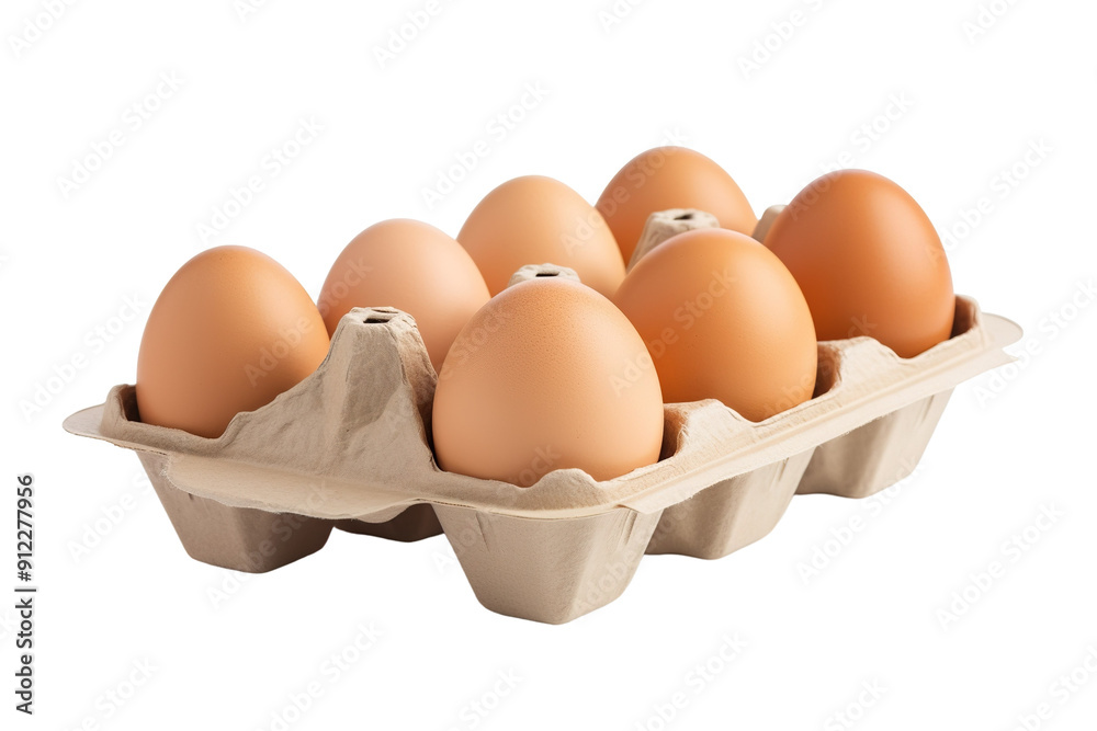 A Dozen Eggs Nestled in a Cardboard Carton, Ready for a Culinary Adventure on a White or Clear Surface PNG Transparent Background. A Dozen Eggs Nestled in a Cardboard Carton, Ready for a Culinary Adventure on a White or Clear Surface PNG Transparent Background.