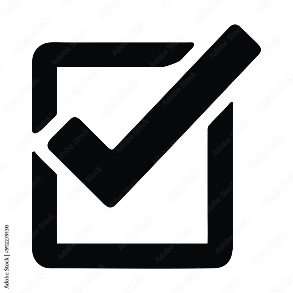 Black and white checkmark icon in a square. Vector illustration Black and white checkmark icon in a square. Vector illustration