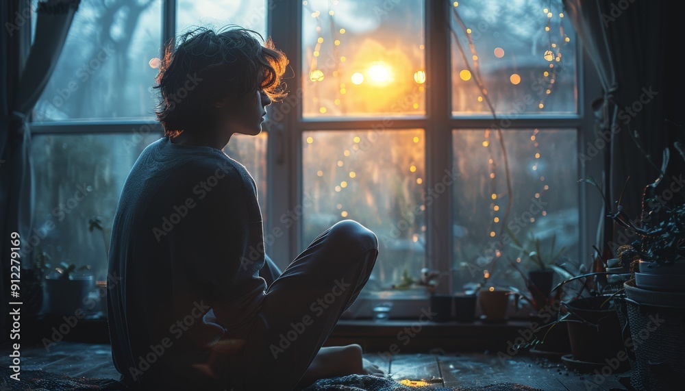 A teenager in a dark room, feeling isolated and depressed A teenager in a dark room, feeling isolated and depressed