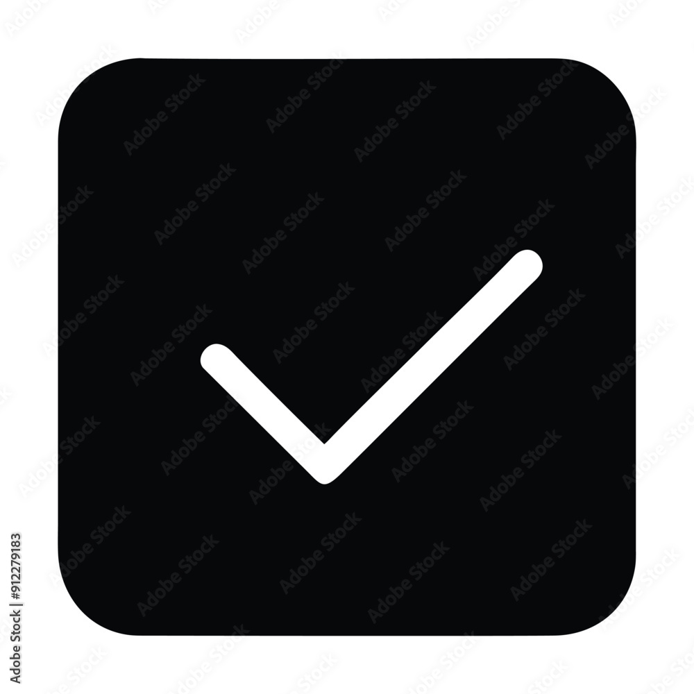 White check mark in a black square. Vector illustration White check mark in a black square. Vector illustration