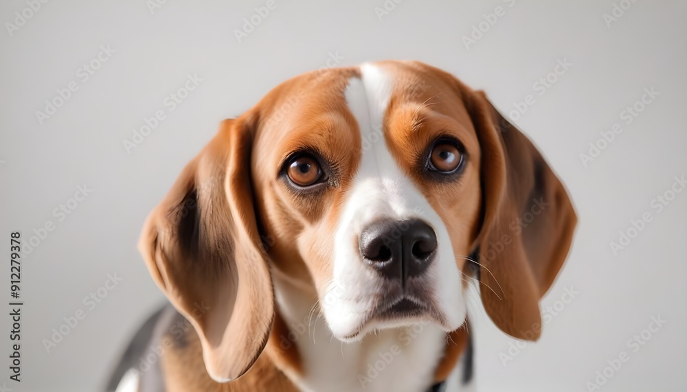 Close-up portrait of a Dog Beagle looking at the camera, white background. Close-up portrait of a Dog Beagle looking at the camera, white background.