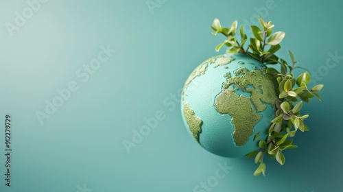 A modern and minimalist green globe design, perfect for projects related to sustainability, eco-friendly practices, and global initiatives. The image provides ample copy space for adding text or