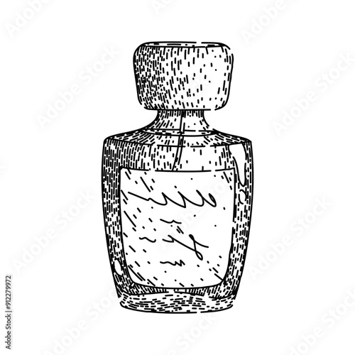 scent perfum bottle male hand drawn. aroma musk, spray notes, luxury masculine scent perfum bottle male vector sketch. isolated black illustration