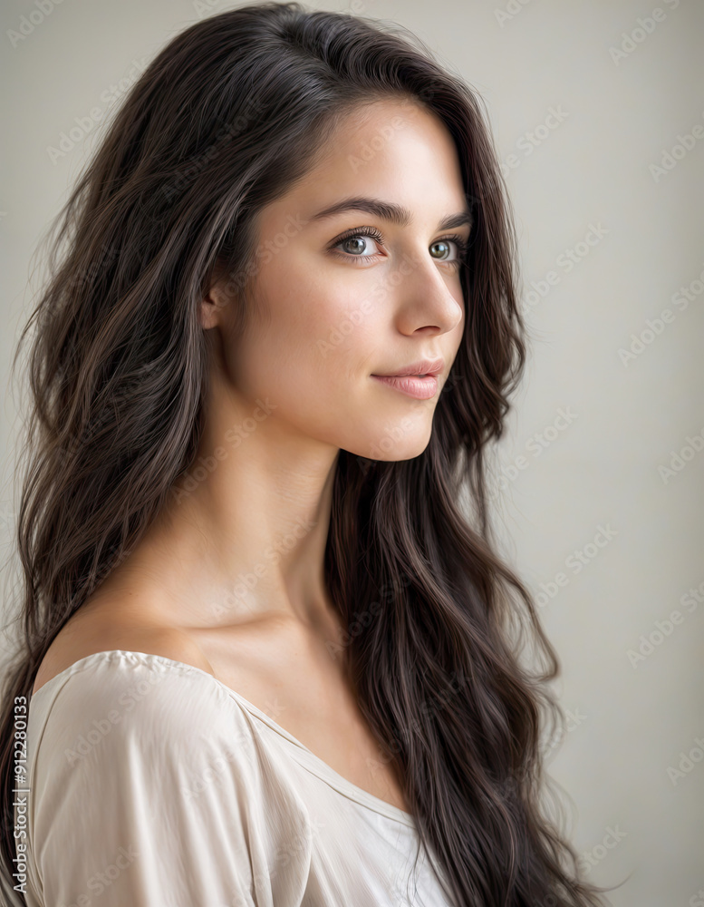 Portrait of a Young Woman with a Serene Gaze Portrait of a Young Woman with a Serene Gaze