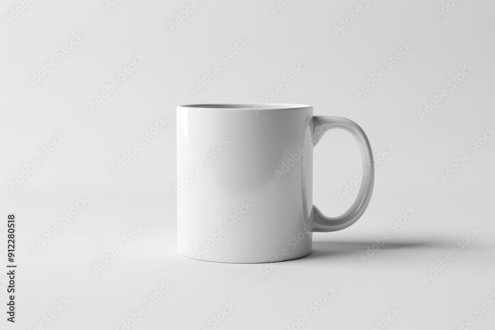 A White Mug with a Handle on a White Background A White Mug with a Handle on a White Background