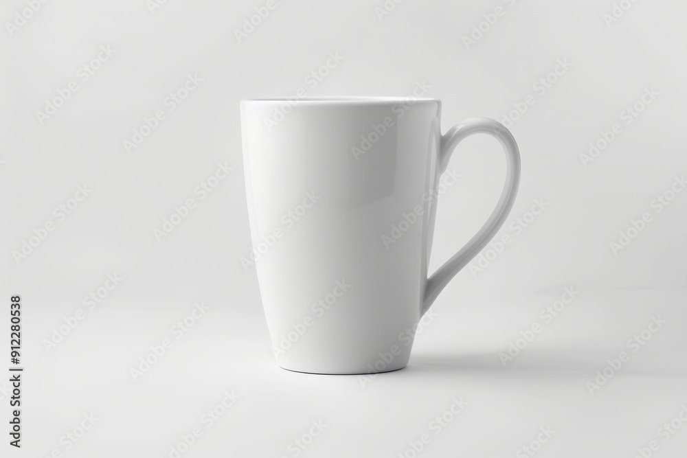 Fototapeta premium White Ceramic Mug with a Rounded Handle