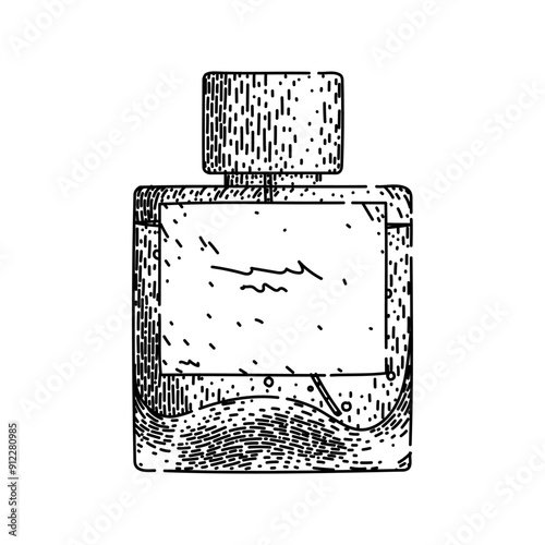 musk perfum bottle male hand drawn. spray notes, luxury masculine, fresh woody musk perfum bottle male vector sketch. isolated black illustration
