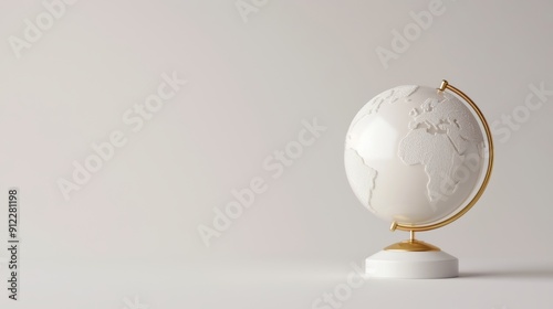 A modern and sleek white globe on a minimalistic white background, highlighting the concept of global communication and simplicity. Ideal for projects that require a clean and uncluttered design.