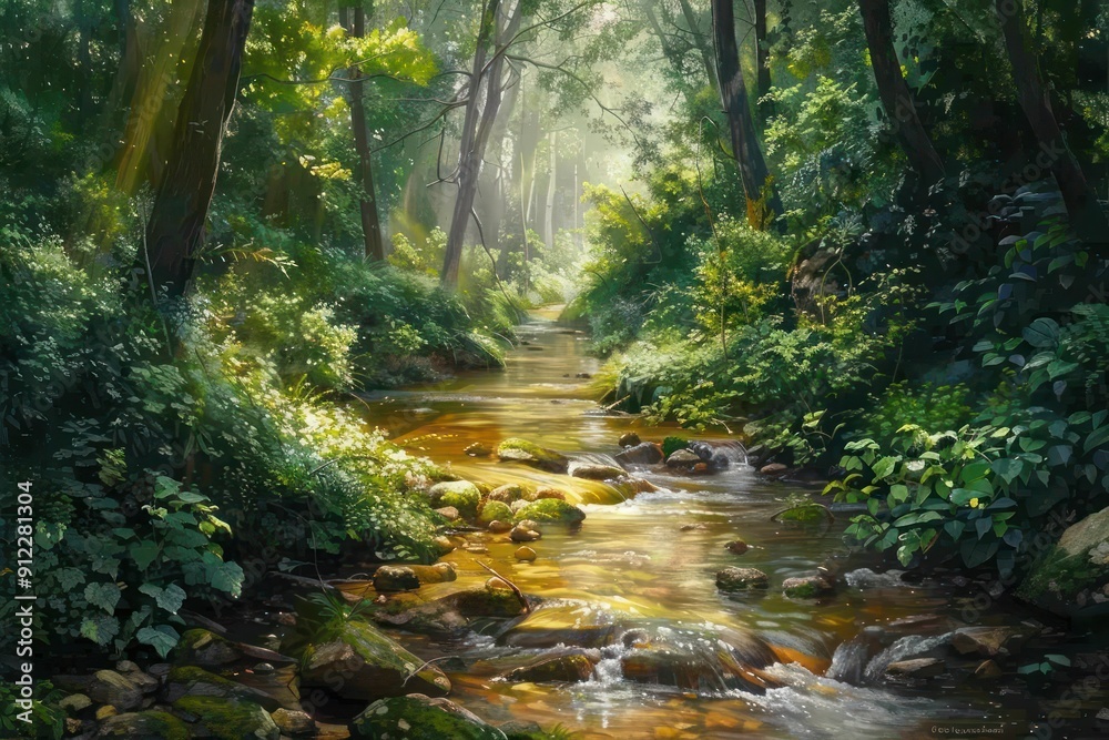 Obraz premium stream in the forest