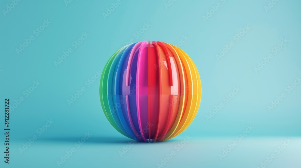 An artistic representation of a globe featuring a rainbow motif, symbolizing harmony and cultural diversity. The minimal design and spacious copy area make it suitable for various applications.