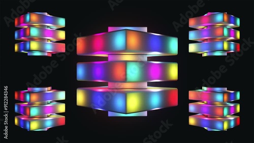 Broadcast Floating Spinning Blinking Hi-Tech Illuminated Compressed Cubes, Multi Color, Events, 3D, Loopable, 4K