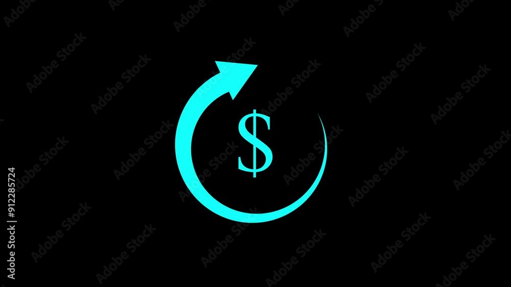 Return Of Investment icon animation on black background.Video animation. Return Of Investment icon animation on black background.Video animation.