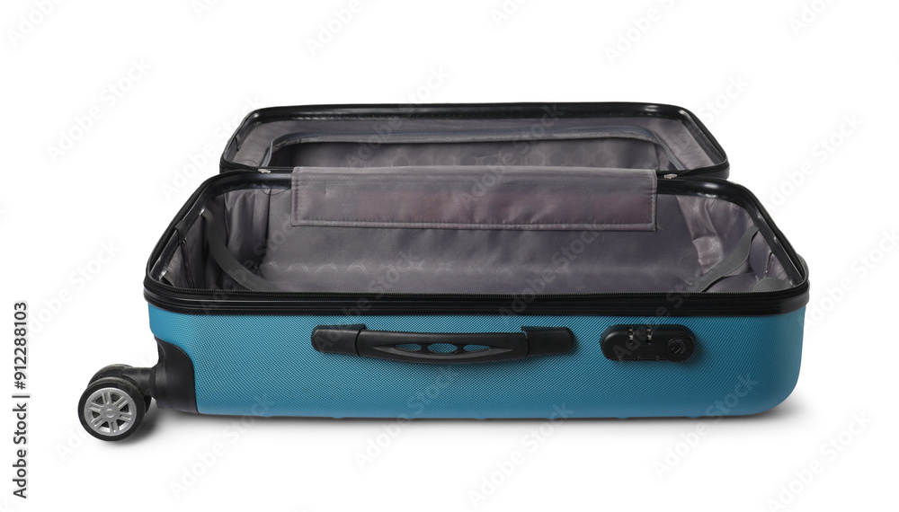 Open empty suitcase for travelling isolated on white Open empty suitcase for travelling isolated on white