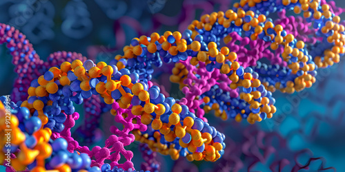 Complex DNA Strand in High Definition, Molecular Genetics and Bioengineering Visual