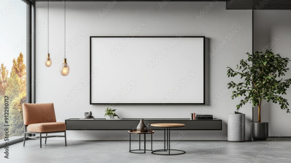 Modern Living Room Interior Design with Blank Canvas Modern Living Room Interior Design with Blank Canvas