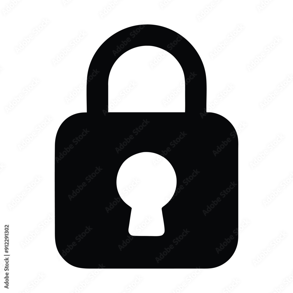 Black padlock icon illustration. Vector illustration Black padlock icon illustration. Vector illustration
