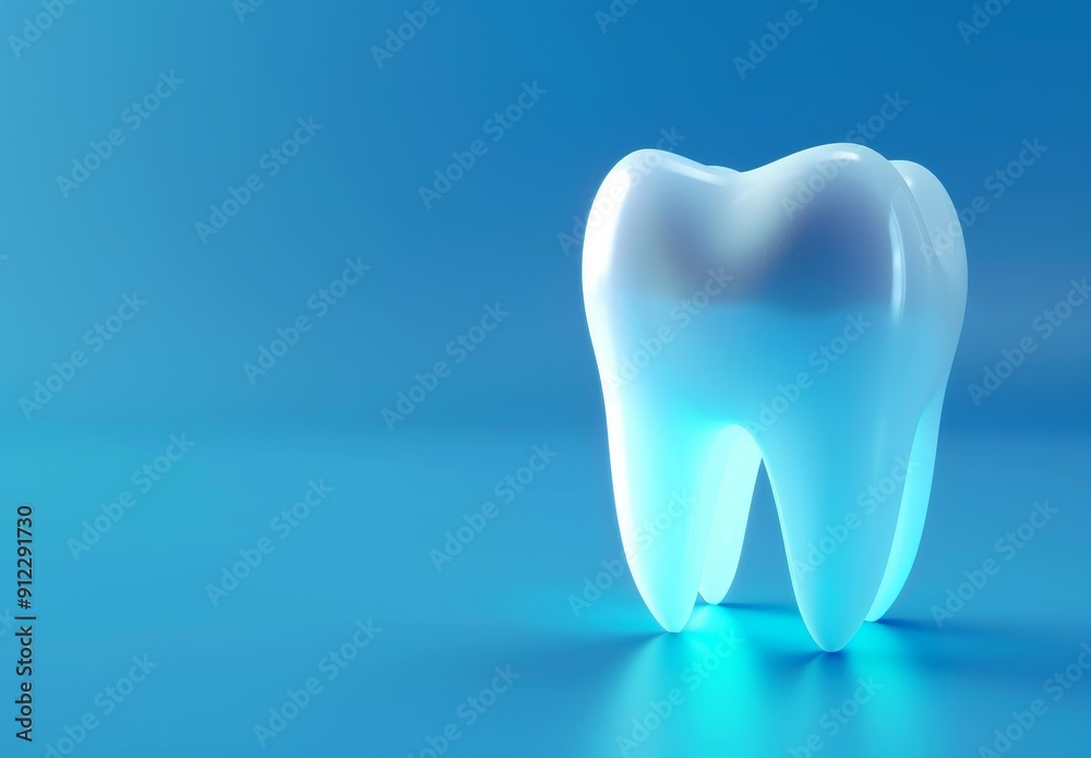 A Single White Tooth on a Blue Background A Single White Tooth on a Blue Background