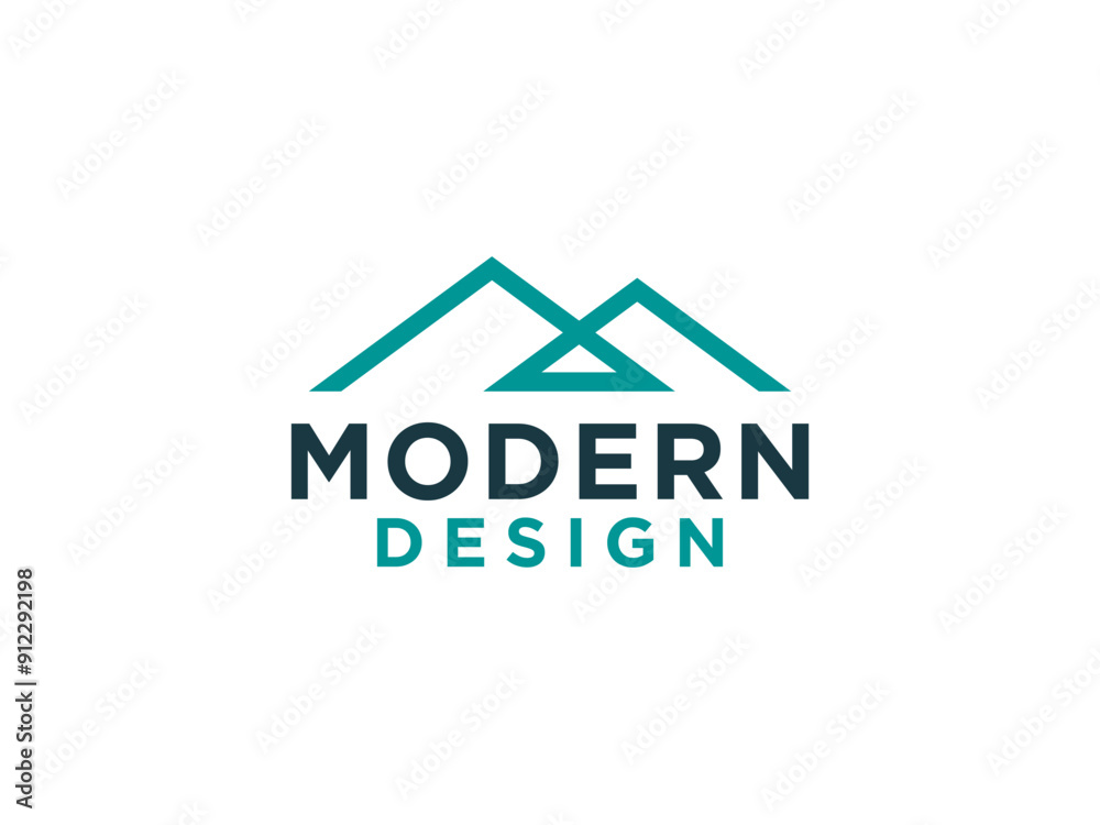 Fototapeta premium Abstract Mountain Logo. Geometric Line Initial Letter M isolated on White Background.