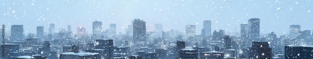 Snow-Covered Cityscape: An Animated Snowfall on Urban Skylines, Capturing the Winter Enchantment of a City Covered in Snow. Snow-Covered Cityscape: An Animated Snowfall on Urban Skylines, Capturing the Winter Enchantment of a City Covered in Snow.