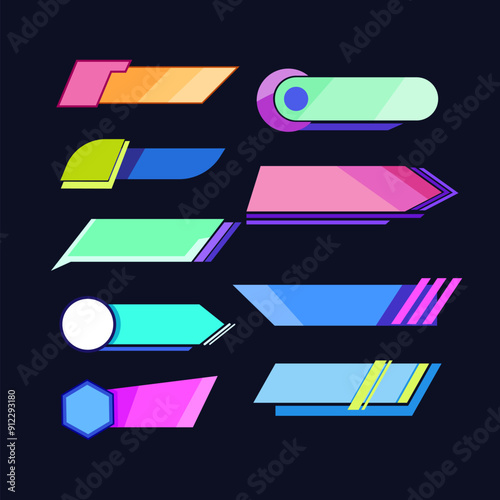 news lower third set cartoon. breaking broadcast, title video, headline channel news lower third sign. isolated symbol vector illustration