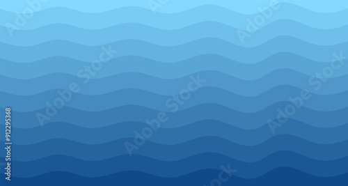 Sea waves. Blue river ocean wave layer vector background illustration