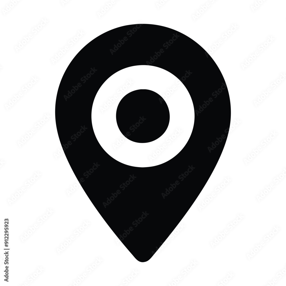 Black and white location pin icon. Vector illustration Black and white location pin icon. Vector illustration