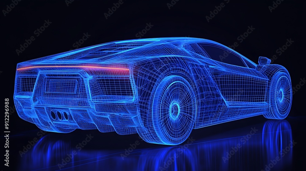Naklejka premium Futuristic Car Design: Exploring the Wireframe Concept for Cutting-Edge Automotive Innovation