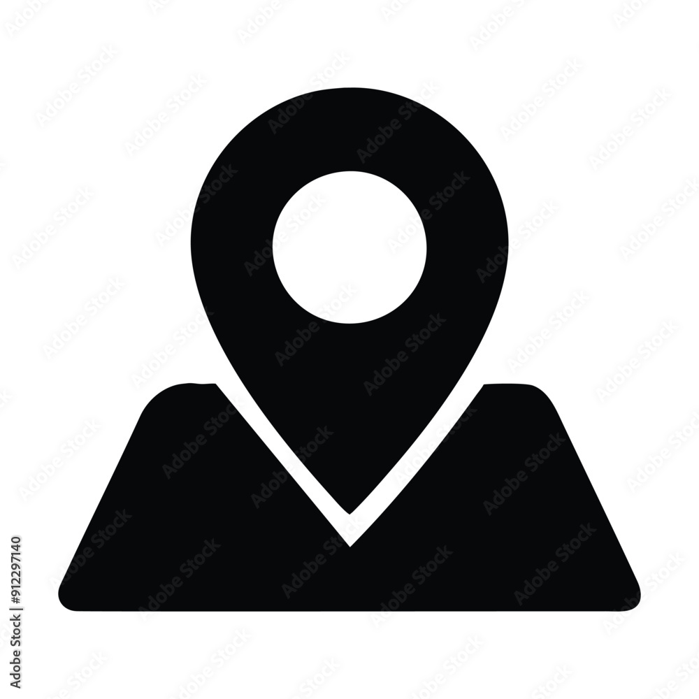 Black and white icon of a pin on a map. Vector illustration Black and white icon of a pin on a map. Vector illustration