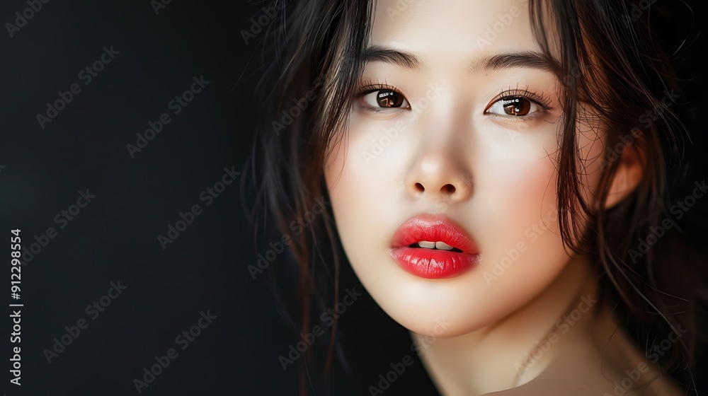 Portrait of a woman with beautiful makeup and soft lighting. Portrait of a woman with beautiful makeup and soft lighting.