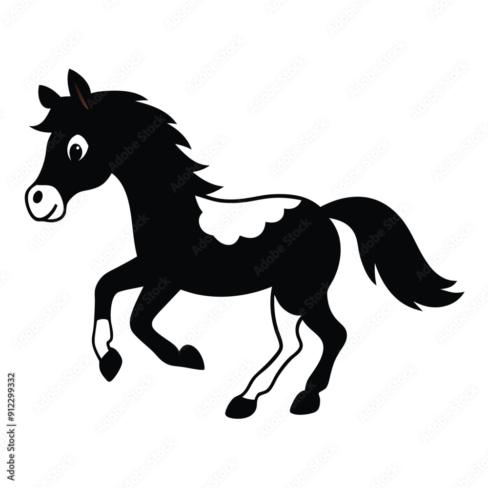 Obraz premium a funny cartoon jumping horse character, vector illustration clipart, isolated white background 