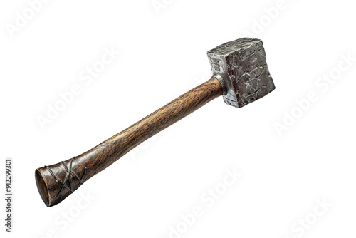 An Ancient Stone Hammer Isolated on a White Background on a White or Clear Surface PNG Transparent Background. photo