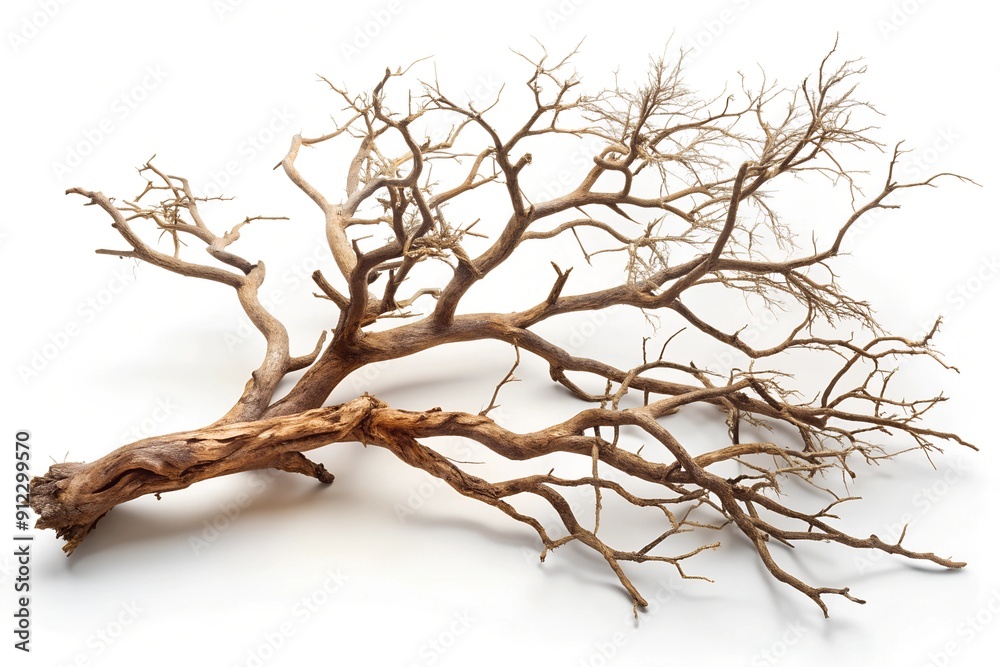 old dead spooky tree isolated on white