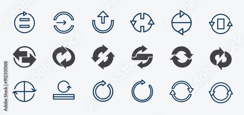 Updating with two circled arrows, loop spin turn rotate