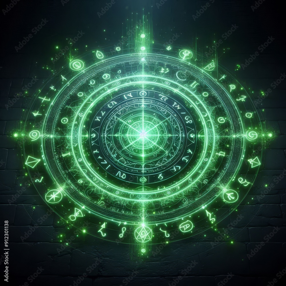 Fototapeta premium Light of the green magic circle