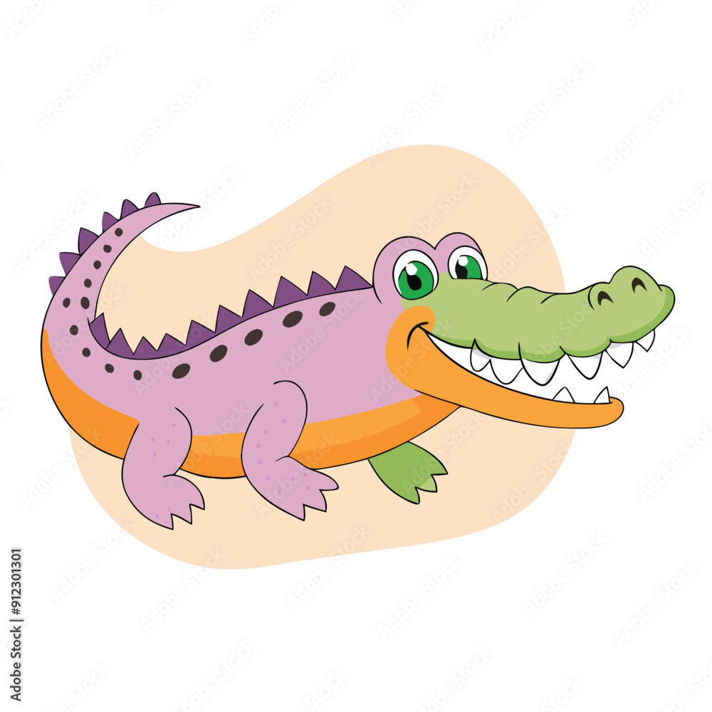 Fototapeta premium funny crocodile character vector art illustration, isolate white background 