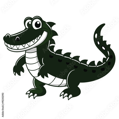 funny crocodile vector black color silhouette, isolate white background 
