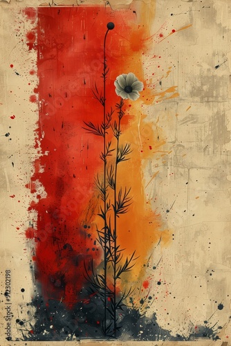 Detailed Painting of a Flower on Paper