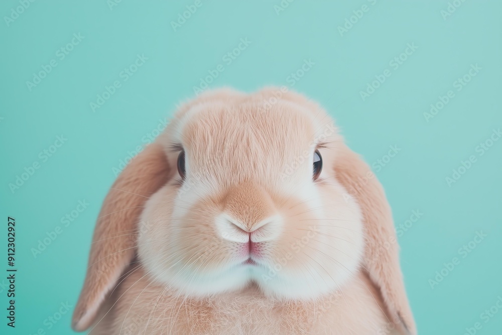 relaxed lop eared rabbit in a calming sage green solid color background relaxed lop eared rabbit in a calming sage green solid color background