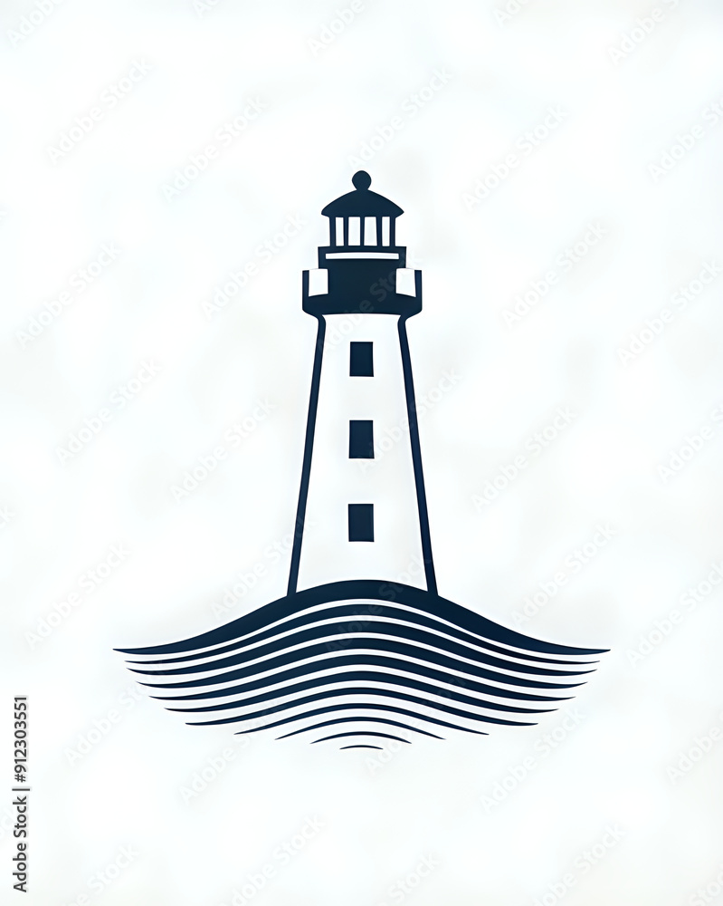 black and white illustration of lighthouse on the island black and white illustration of lighthouse on the island