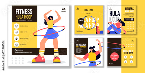 Hula Hoop Social Media Post Flat Cartoon Hand Drawn Templates Background Illustration