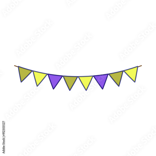 blue birthday flags cartoon. banner decoration, decor holiday, carnival string blue birthday flags sign. isolated symbol vector illustration