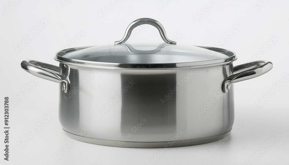 Modern stainless steel pan isolated on white background. Kitchen cooking equipment. Modern stainless steel pan isolated on white background. Kitchen cooking equipment.