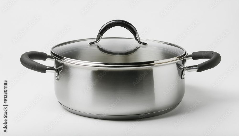 Modern stainless steel pan isolated on white background. Kitchen cooking equipment. Modern stainless steel pan isolated on white background. Kitchen cooking equipment.
