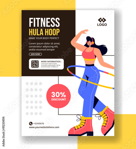 Hula Hoop Vertical Poster Flat Cartoon Hand Drawn Templates Background Illustration