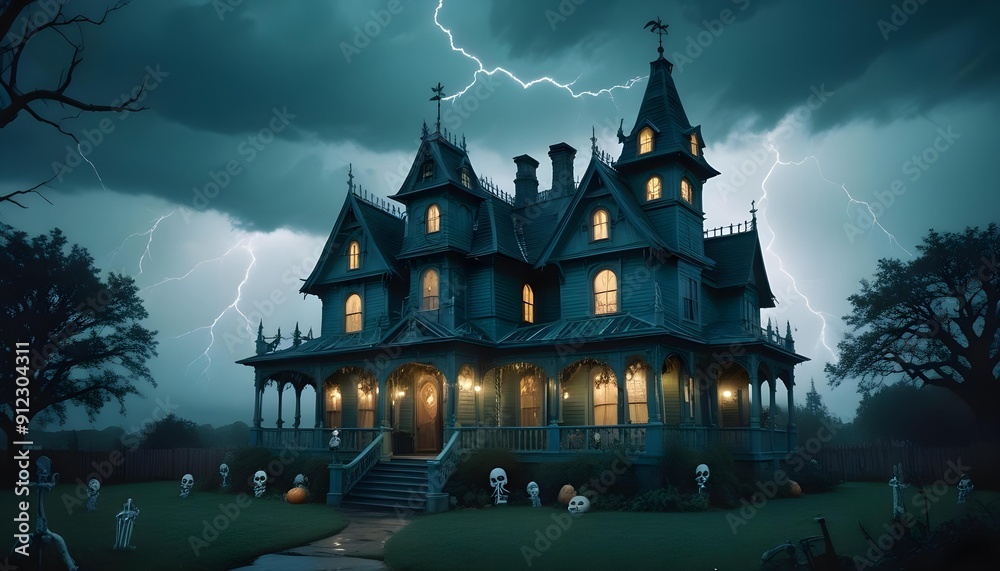 Obraz premium Halloween house in the night